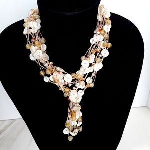 VTG MOTHER OF PEARLS/AGATE NECKLACE